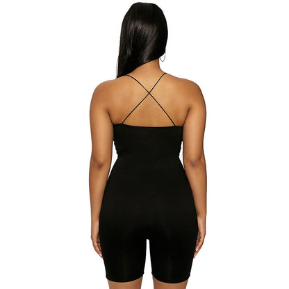Open-back slim jumpsuit