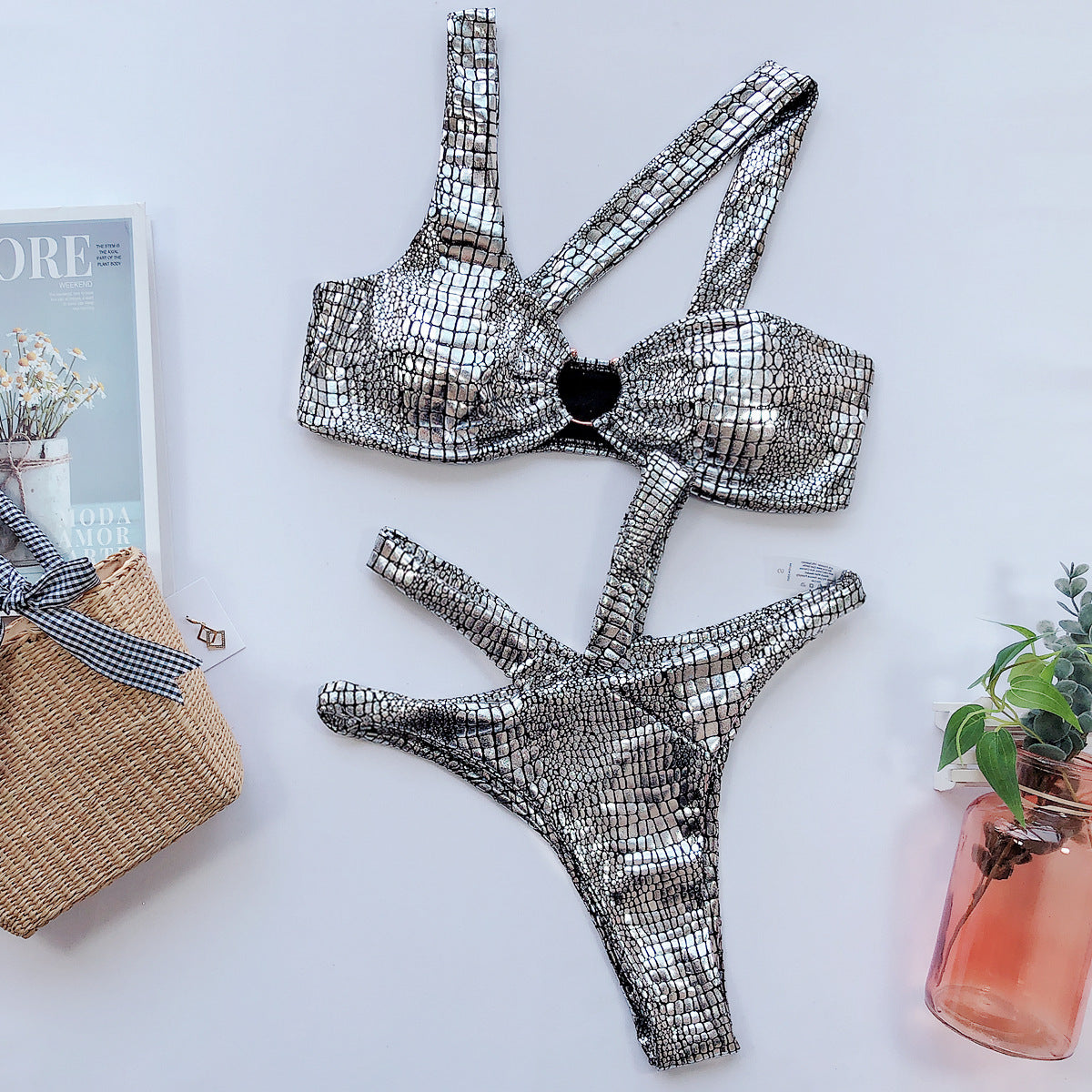Bronze fabric swimsuit