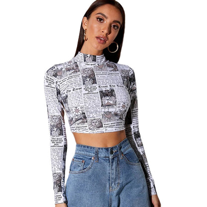 Fashion Printed Short T shirt  Long Sleeves