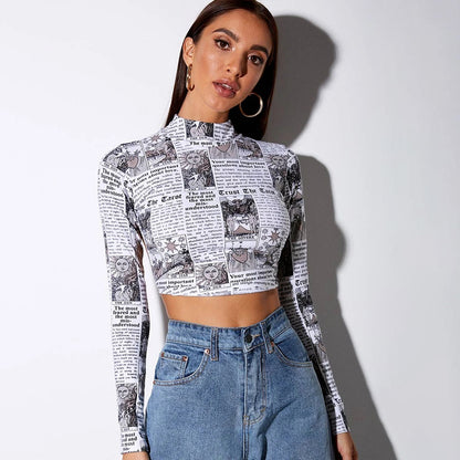 Fashion Printed Short T shirt  Long Sleeves