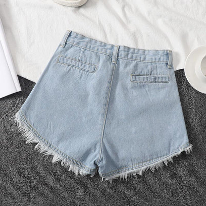 Pink High Waisted Denim Shorts For Women In Spring And Summer