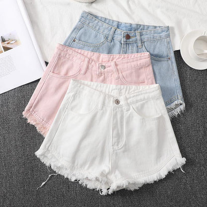 Pink High Waisted Denim Shorts For Women In Spring And Summer