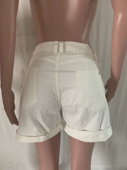 Waistband Washed Denim Shorts Micro Stretch