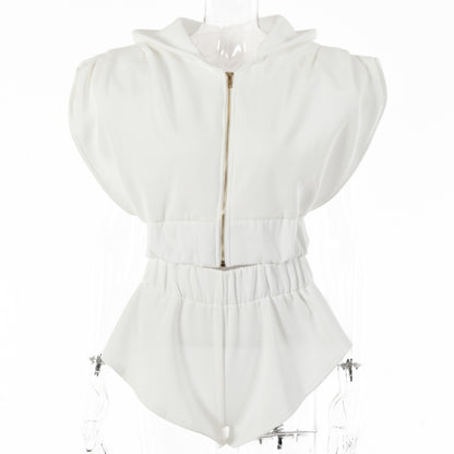 Loose Bat Sleeve Shoulder Pad Hoodie Sports Shorts Set