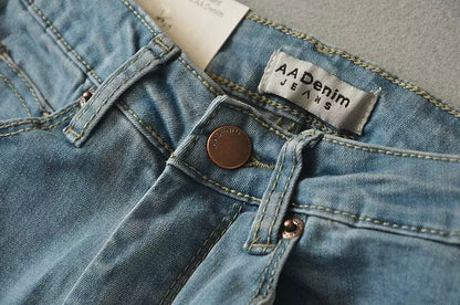 High waist stretch jeans slim slim elastic denim cotton feet trousers pencil pants