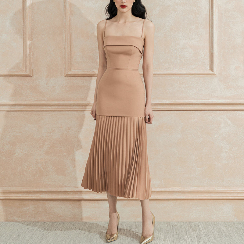 Long Skirt High-quality Temperament Pleated Slim Dress