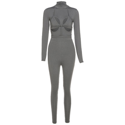 Sexy Hollow Strap Fashion Sports Jumpsuit