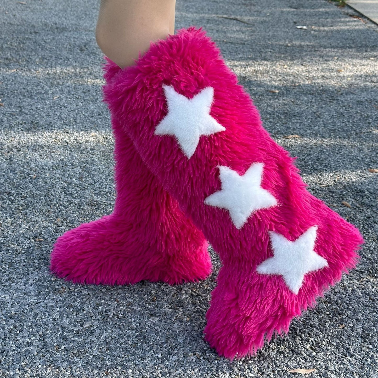 Flat Heel High-top Warm Winter Long Tube Fur Boots