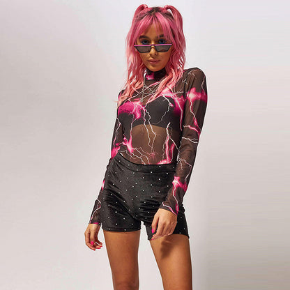 Printed mesh bodysuit