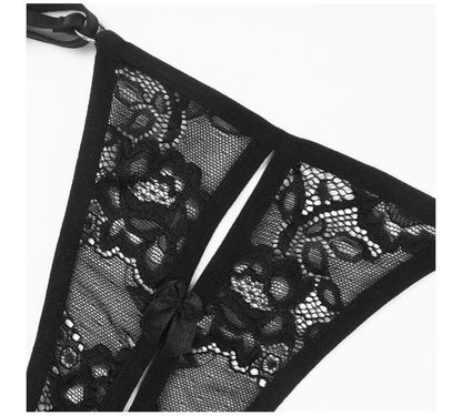 T-back Lace Up Lace Pattern Breathable Underwear
