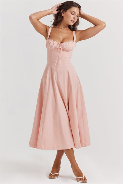 Women's Elegant Corset Lace Up Slim Fit Split Sling Dress