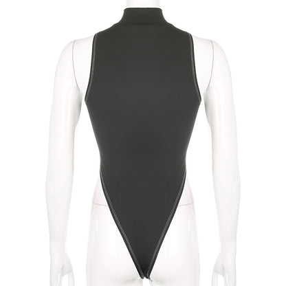Women's sleeveless zipper sports jumpsuit
