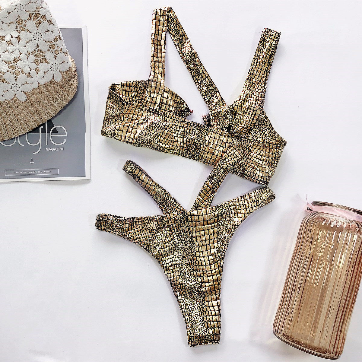 Bronze fabric swimsuit