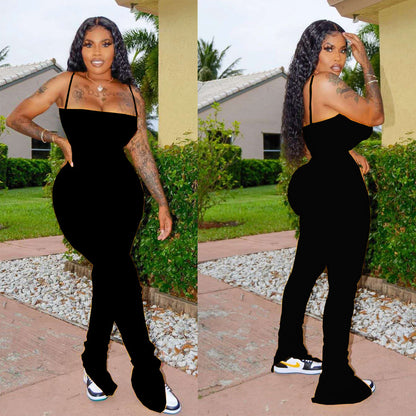 Pleated split micro suspender overalls