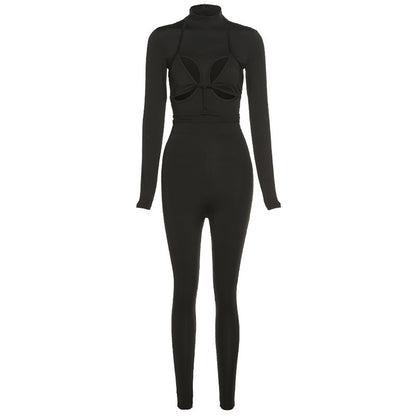 Sexy Hollow Strap Fashion Sports Jumpsuit