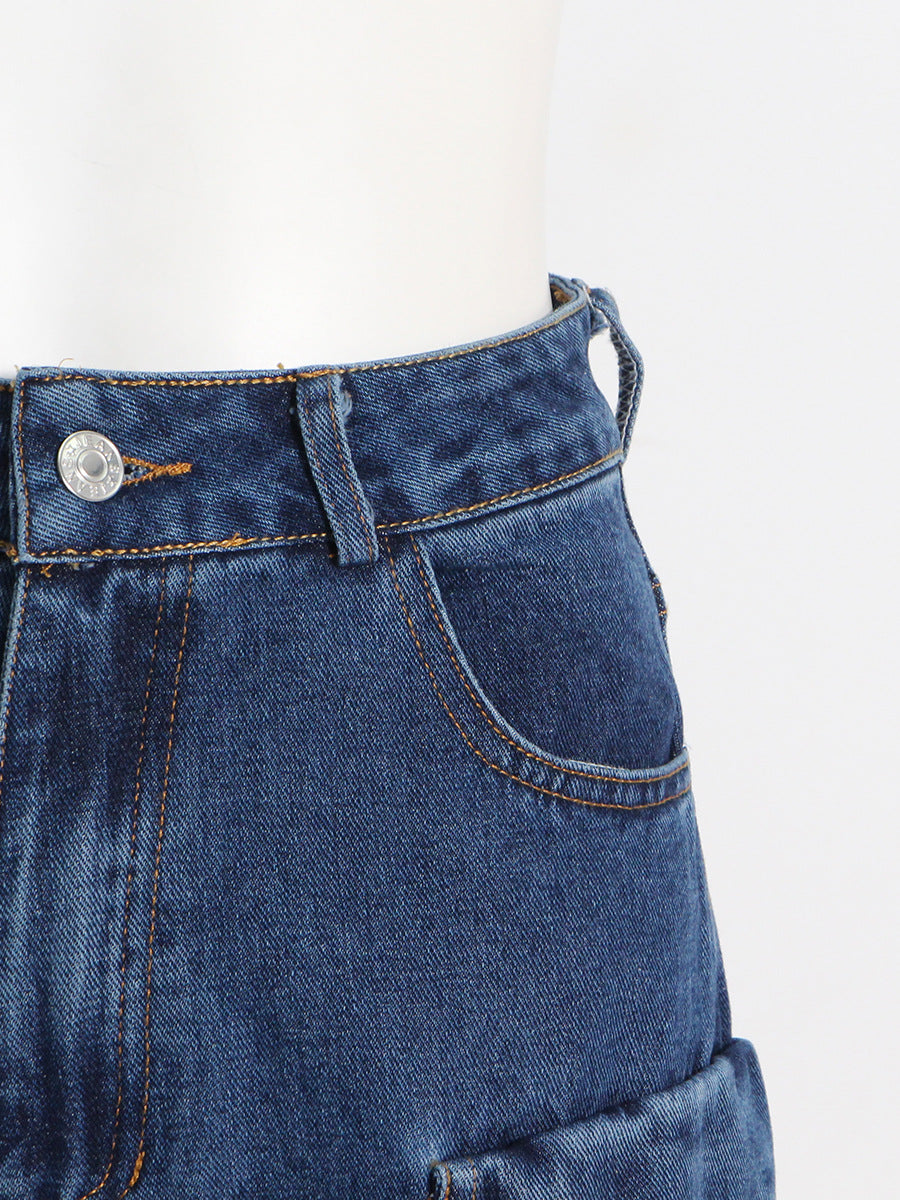 Fashion High-waisted Personalized Stitching Denim