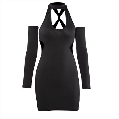 Hot Girls Hollow-out Halter Package Hip Dress