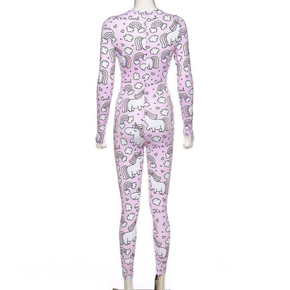 Printed hip sports fitness jumpsuit