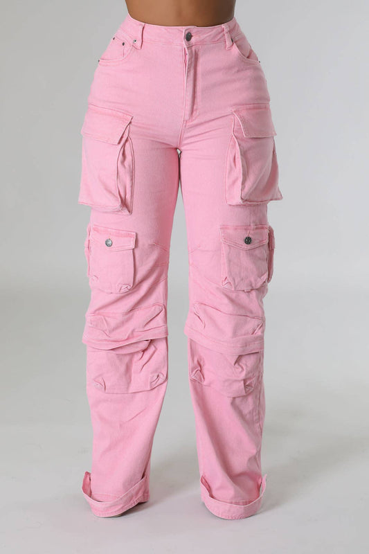 MULTI POCKET FRONT DENIM CARGO PANTS