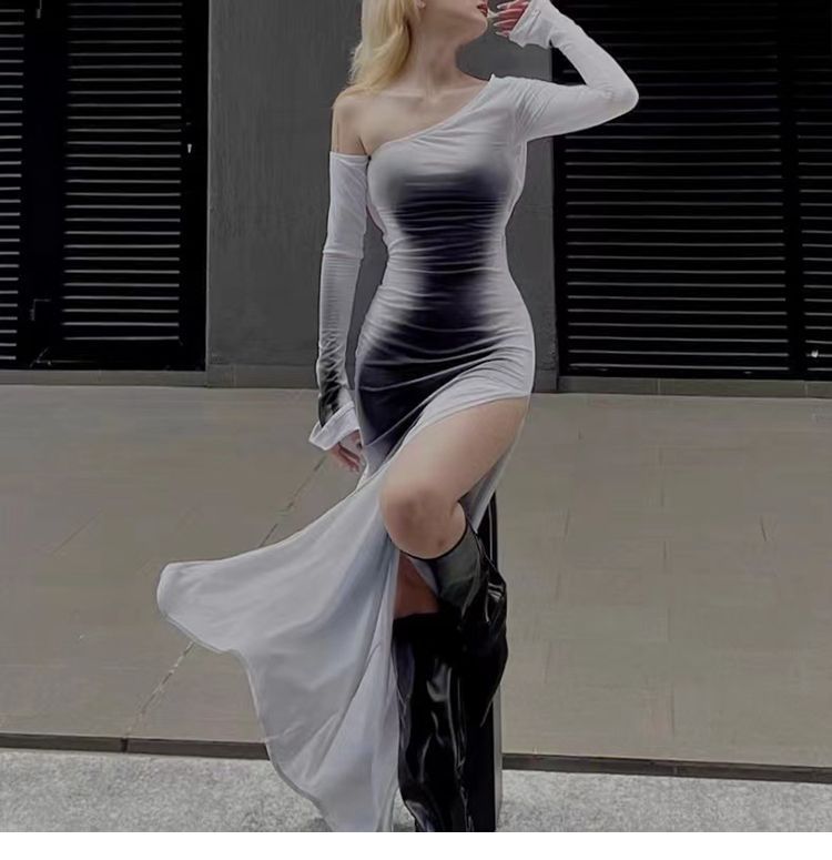 Slim Temperament Dress Split Elegant Street Hipster