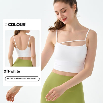 Short Sports Vest With Chest Pad Waist Pleated Workout Bra