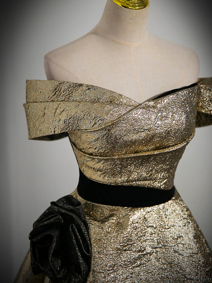 Women's Host Performance Gold Off-shoulder Evening Dress