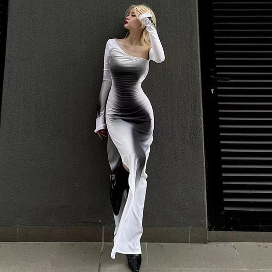 Slim Temperament Dress Split Elegant Street Hipster