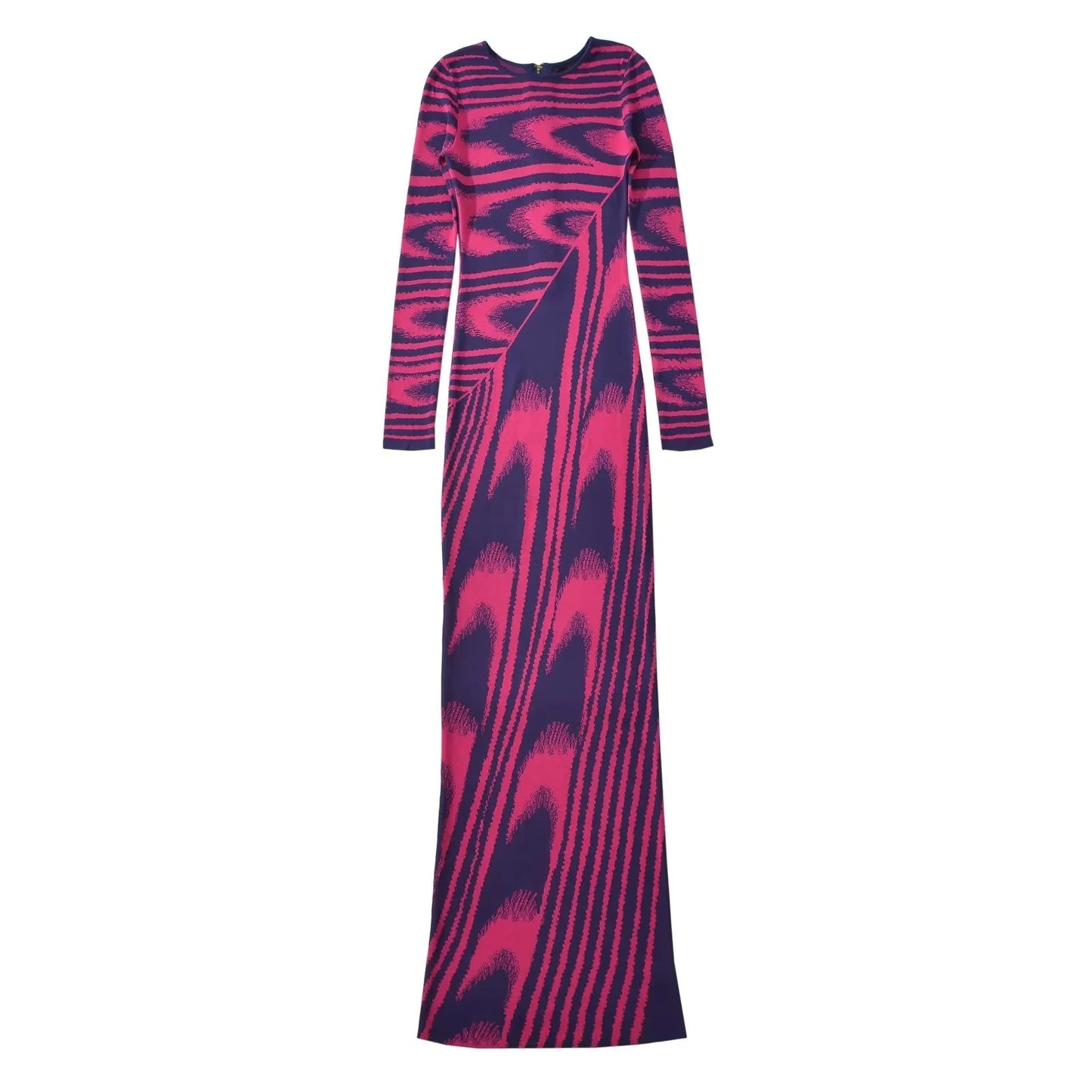 Abstract Jacquard Half Zipper Knitted Sheath Dress