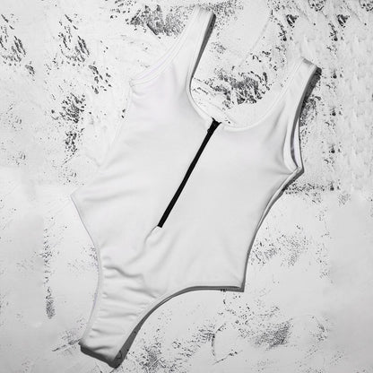 Solid color zipper stitching sexy swimsuit