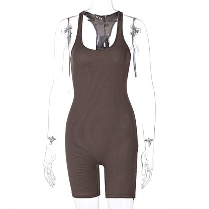 Pure Color High Waist Skinny Sports Yoga Overalls