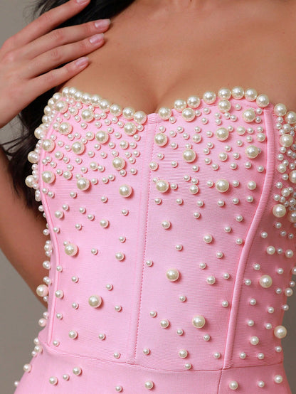 Sleeveless Beaded Long Bandage One-piece Dress Women