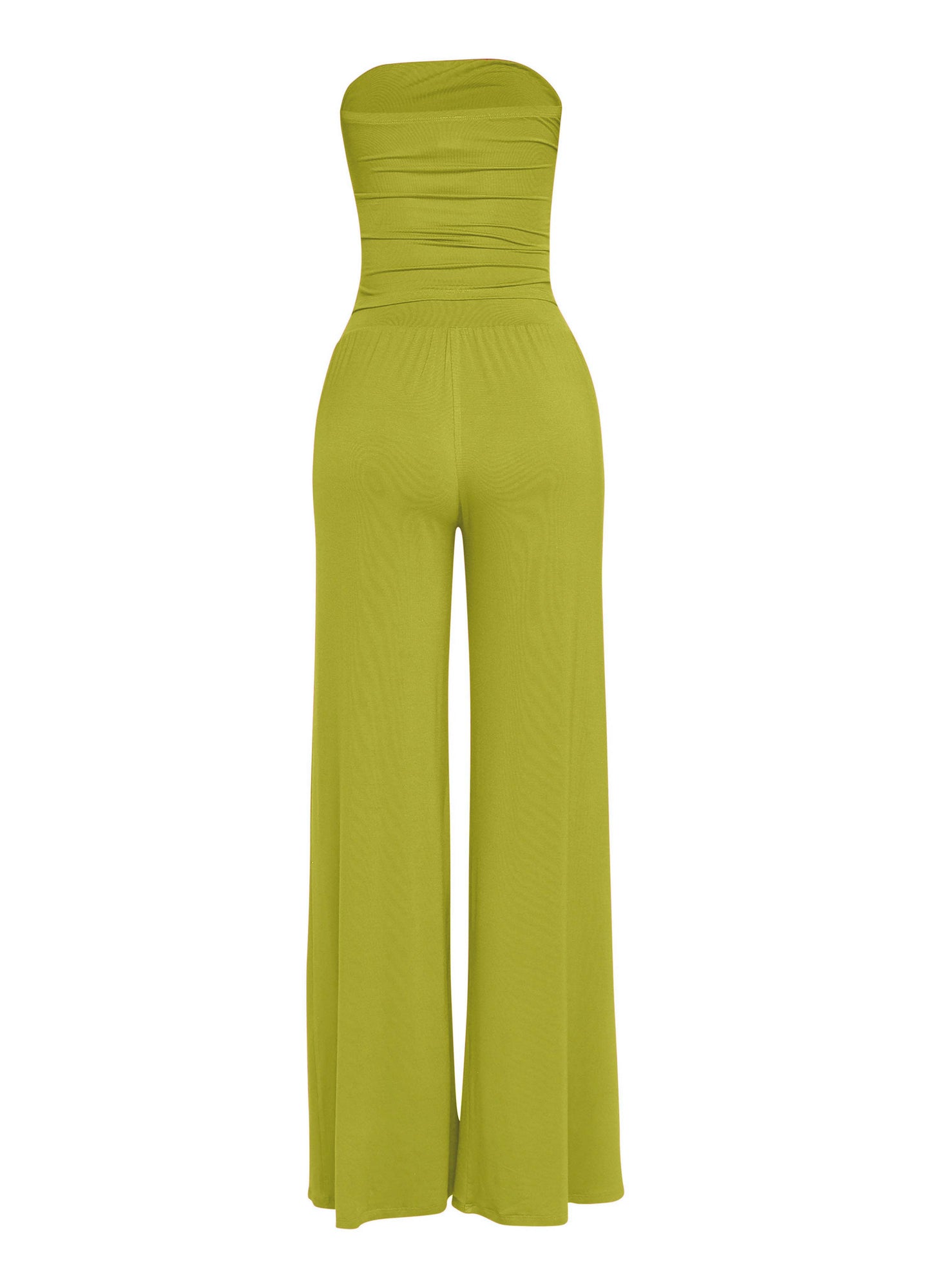 Tie detailed tube top and wide leg pant set