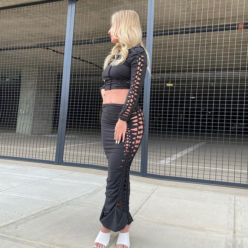 Pleated Strappy Temperament Slim Skirt