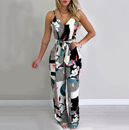 Women's Backless Deep V-Neck Sling Jumpsuit