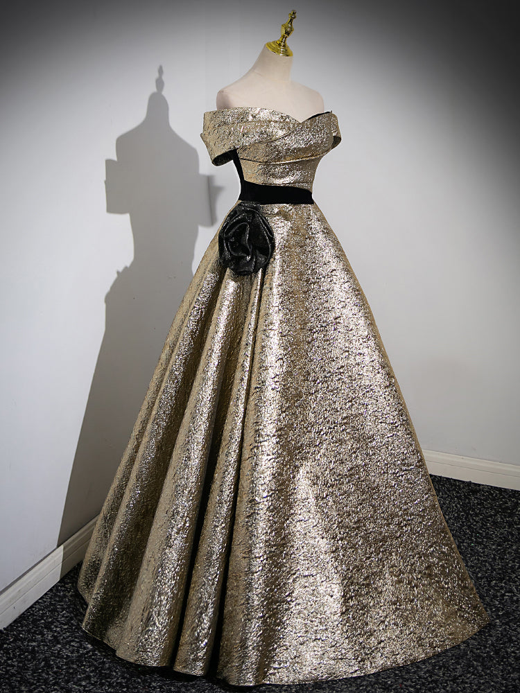 Women's Host Performance Gold Off-shoulder Evening Dress