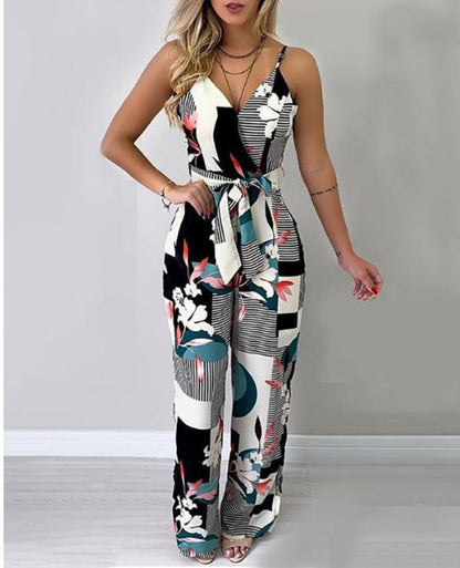 Women's Backless Deep V-Neck Sling Jumpsuit