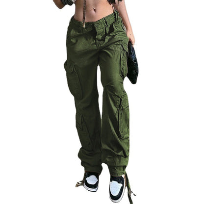 Autumn And Winter Foreign Trade Women's Street Hip Hop Style Low Waist Tooling Denim Pants Casual Pants