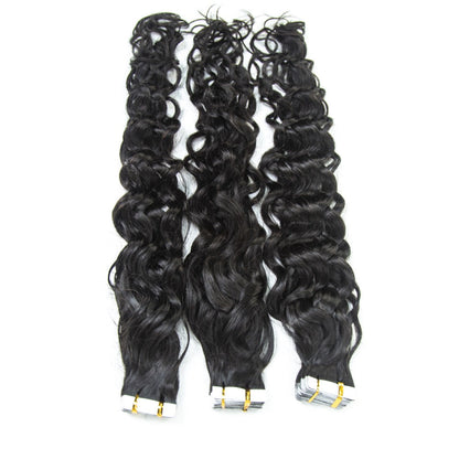 Indian Water Wave Tape In Hair Extensions 100% Human Hair