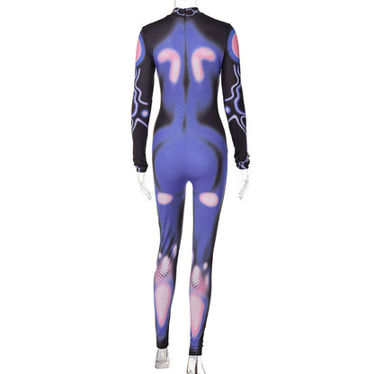 Personalized Printed Long-sleeved  Jumpsuit