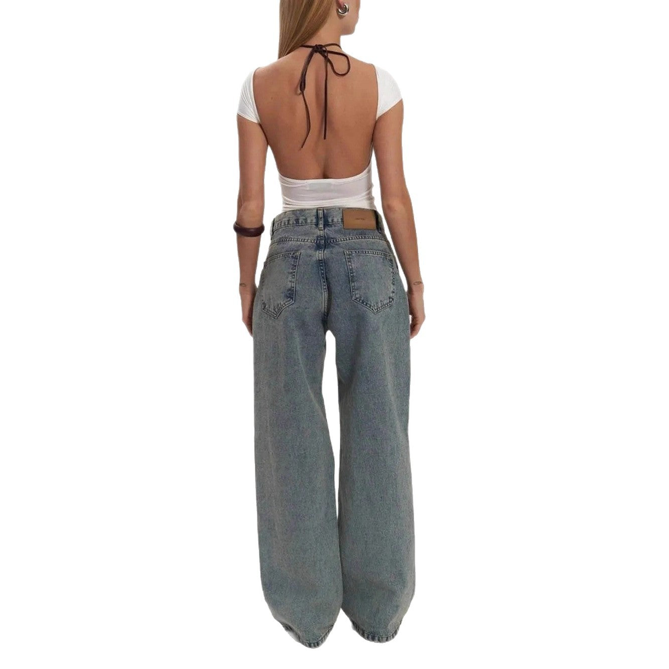 Retro Straight-leg Pants Hollow Texture Niche Design Jeans Y2g Wide Leg