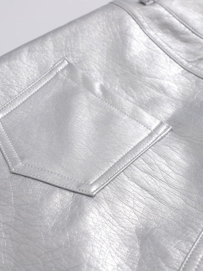 Slim  Style High Waist Pu Skirt