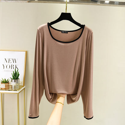 Modal Square Collar Long Sleeve Thin Shirt