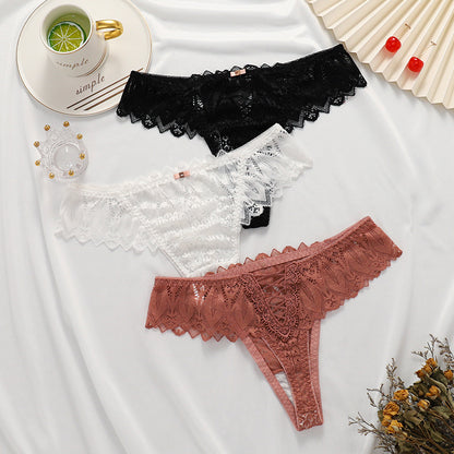 Women's Fashionable Lace Thong Breathable Cross