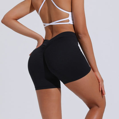 High Waist Hip Lift Back V Yoga Shorts