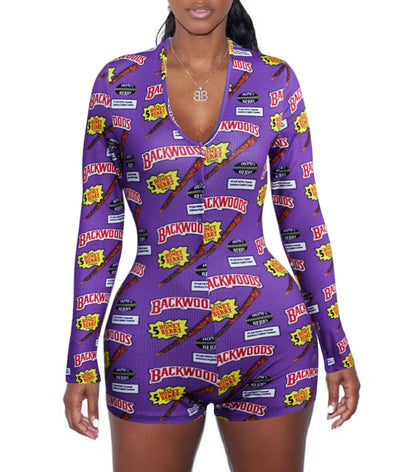 Women's printed long sleeve jumpsuit