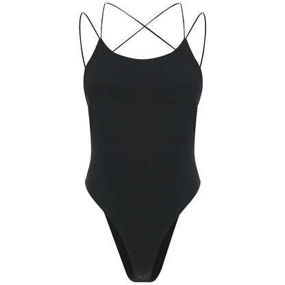 Open-back cross-strap one-piece camisole