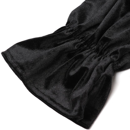 Nipped Waist Suede Flare Sleeve Wrap Hepburn Dress