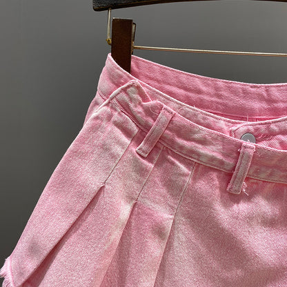 Irregular Denim Culottes Women's High Waist Skirt