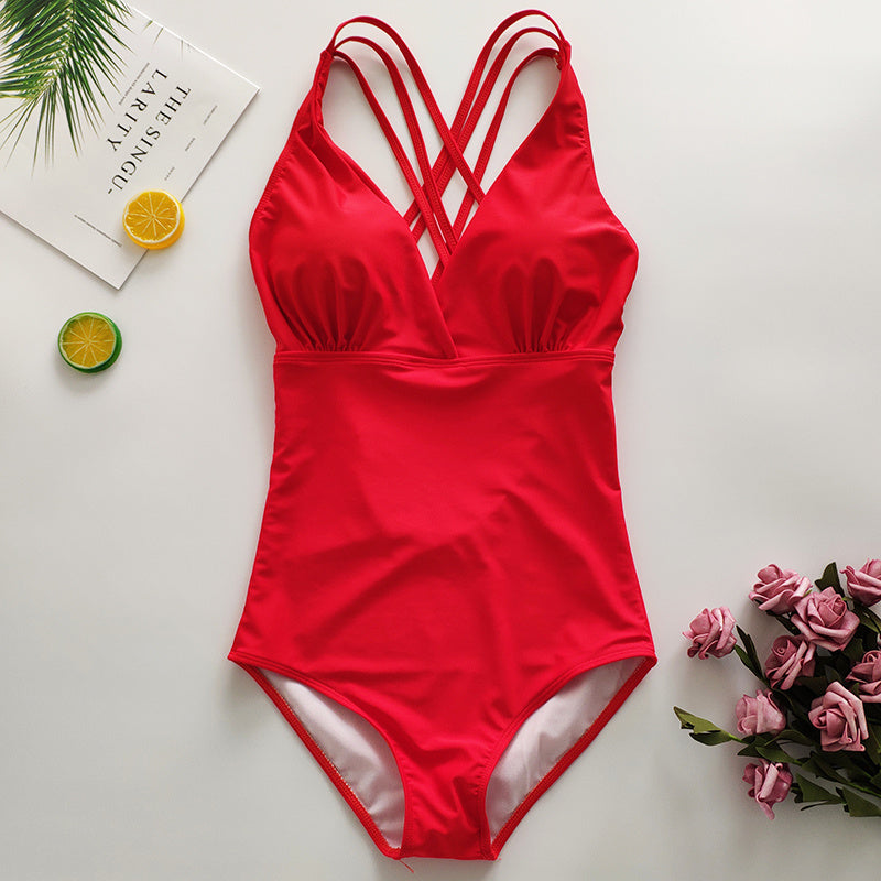 Slim triangle one-piece bikini