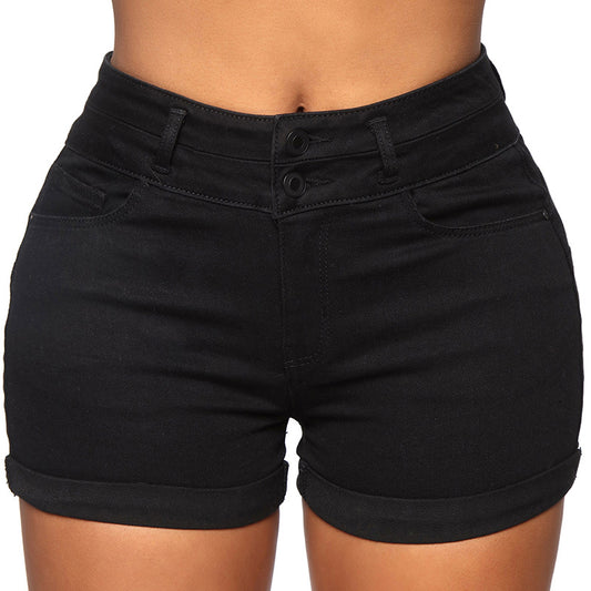 Slim-fit Elastic Hip-lifting  Ladies Denim Shorts